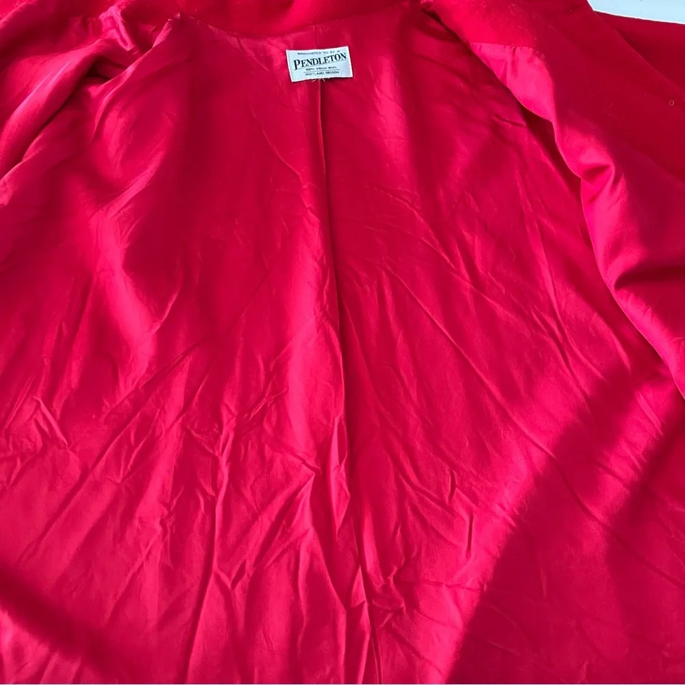 VTG Pendleton Poncho Womens 100% Virgin Wool Made USA Cape Pockets Red Size S/M - Picture 13 of 15